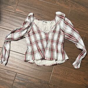 Plaid Peasant Blouse